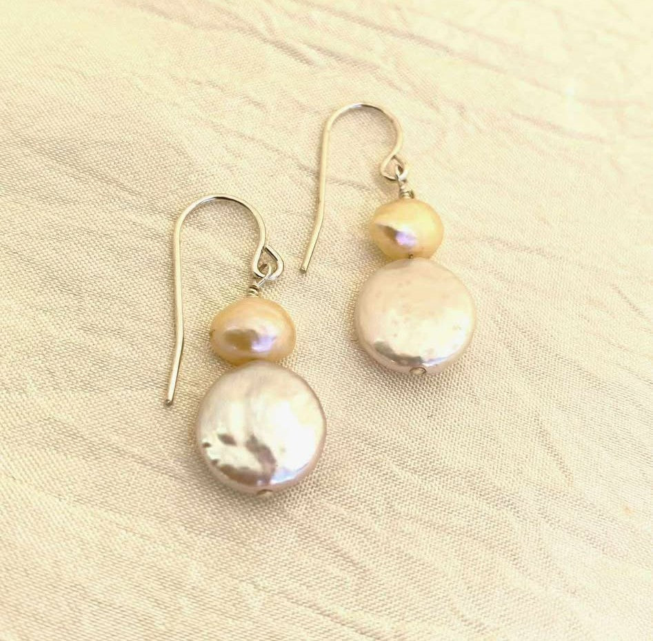 Sterling Silver with Coin Freshwater Pearls