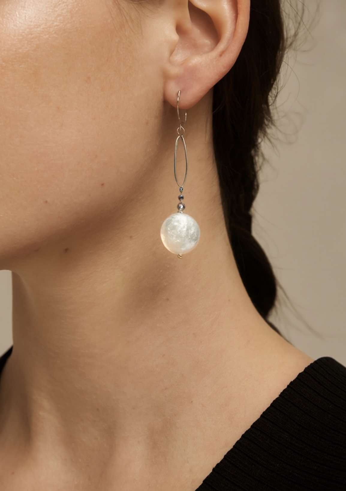 Sterling Silver with Coin Pearl Earrings
