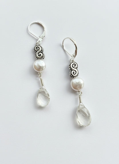 Sterling Silver Earrings with Freshwater Coin Pearls