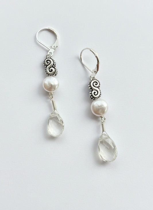 Sterling Silver Earrings with Freshwater Coin Pearls