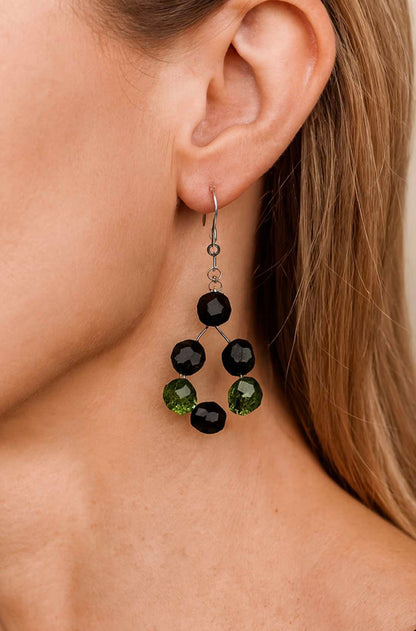 Sterling Silver Earrings with Green Swarovski Crystals