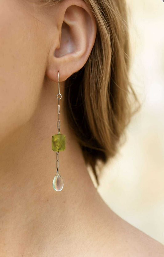 Sterling Silver with Green Glass and Green Amethyst