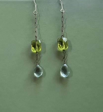 Sterling Silver with Green Glass and Green Amethyst