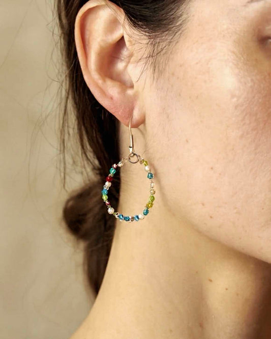 Sterling Silver Earrings with Multi-Color Swarovski Crystals