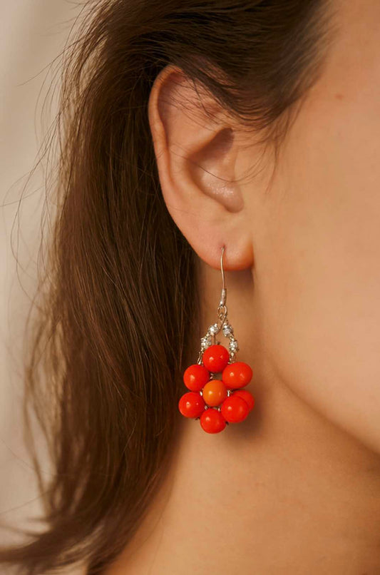 Sterling Silver Earrings with Natural and Glass Stones