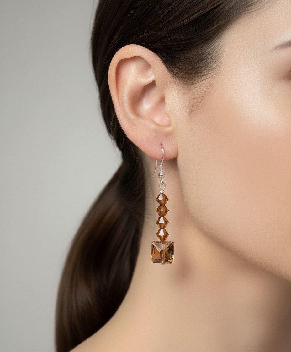 Sterling Silver with Orange Swarovski Crystals