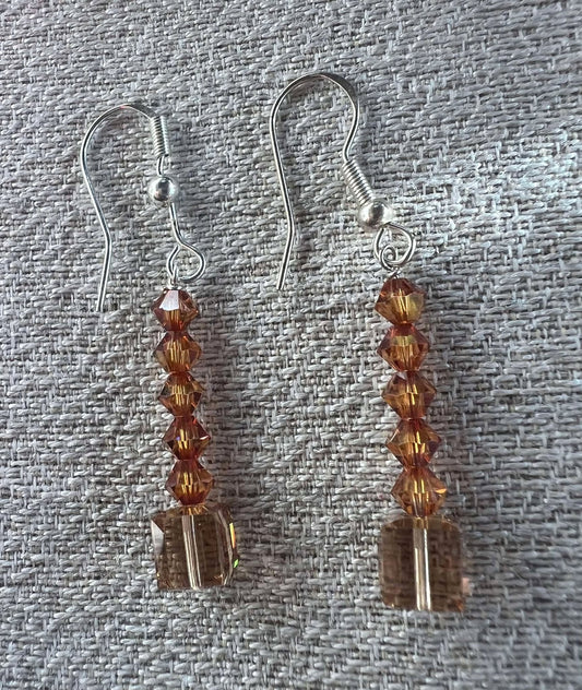 Sterling Silver with Orange Swarovski Crystals