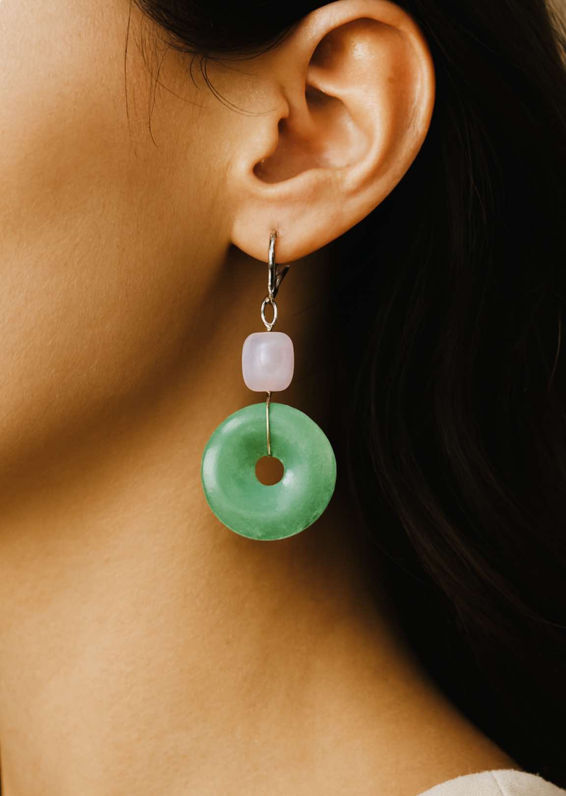 Sterling Silver with Rose Quartz and Green Agate