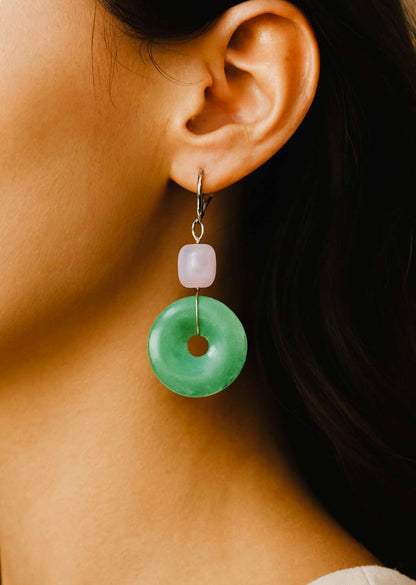 Sterling Silver with Rose Quartz and Green Agate