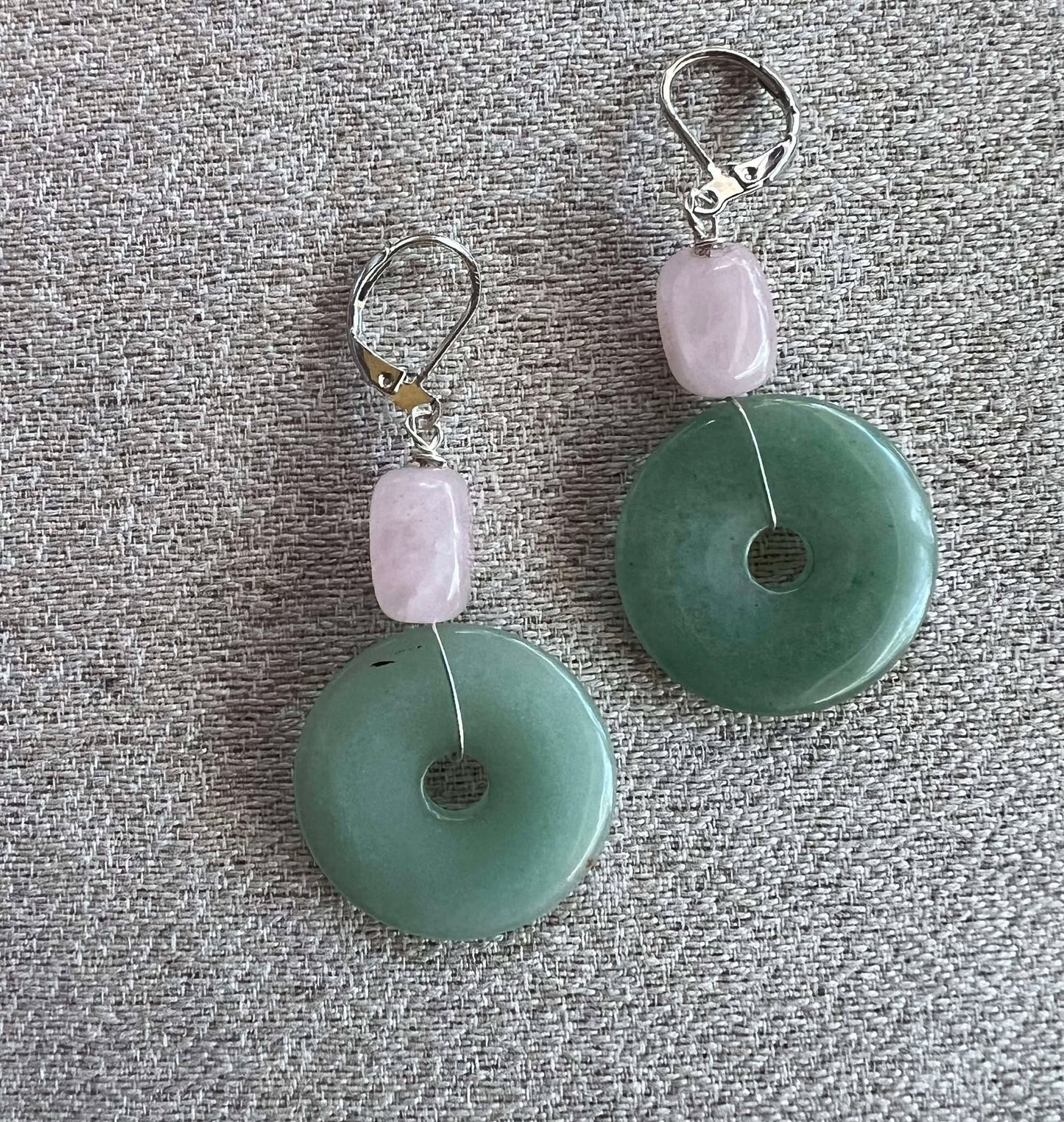 Sterling Silver with Rose Quartz and Green Agate
