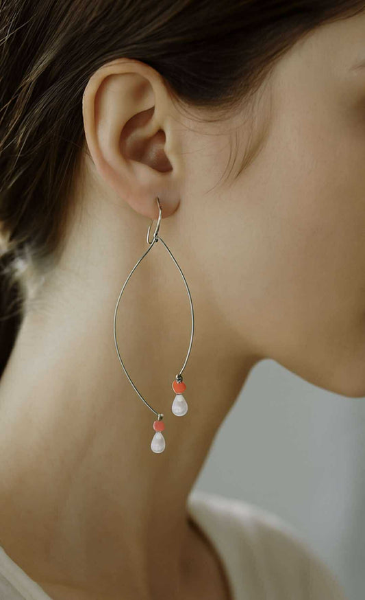 Sterling Silver with Yellow Jade and Orange Coral