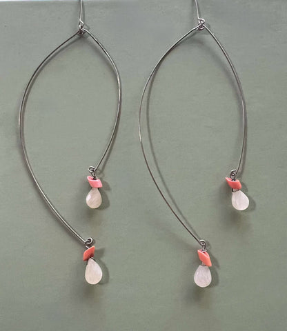 Sterling Silver with Yellow Jade and Orange Coral