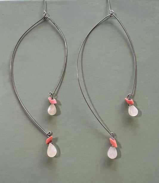 Sterling Silver with Yellow Jade and Orange Coral