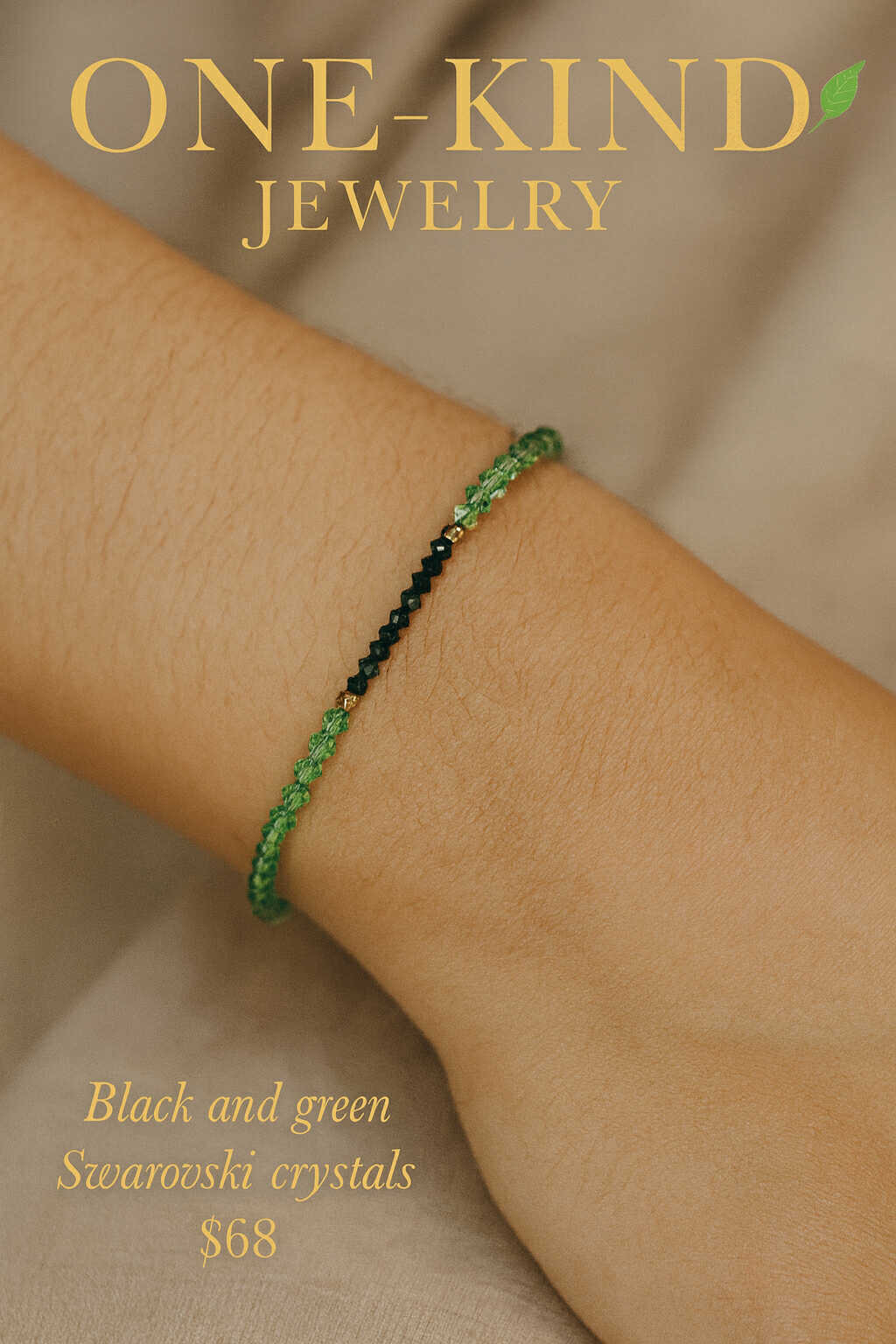 Black and Green Swarovski Crystals Bracelet