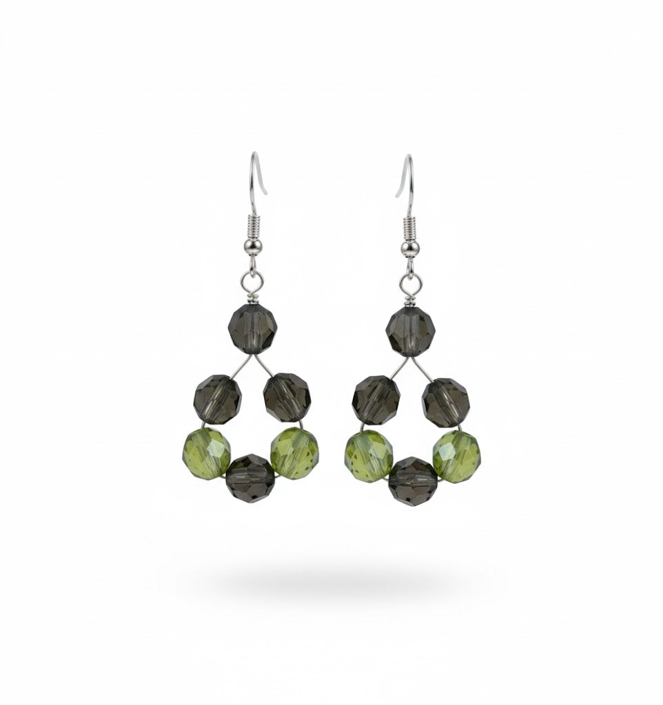 Sterling Silver Earrings with Green Swarovski Crystals