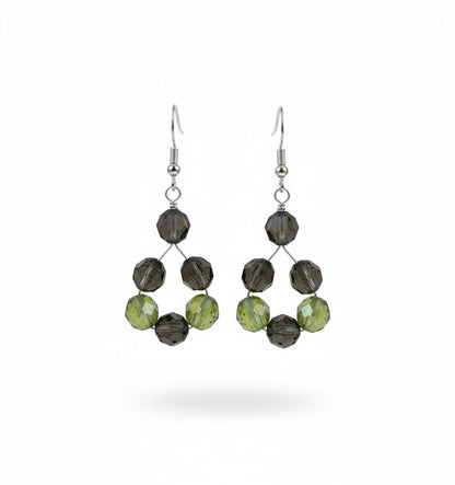 Sterling Silver Earrings with Green Swarovski Crystals