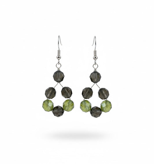 Sterling Silver Earrings with Green Swarovski Crystals